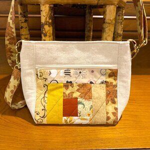 Handmade Patchwork Quilted Crossbody Bag with Lining and Magnetic Snap Closure
